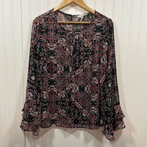 BCBGeneration sheer floral boho blouse